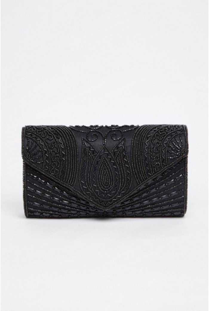 Beatrice Hand Embellished Clutch Bag in Black 3