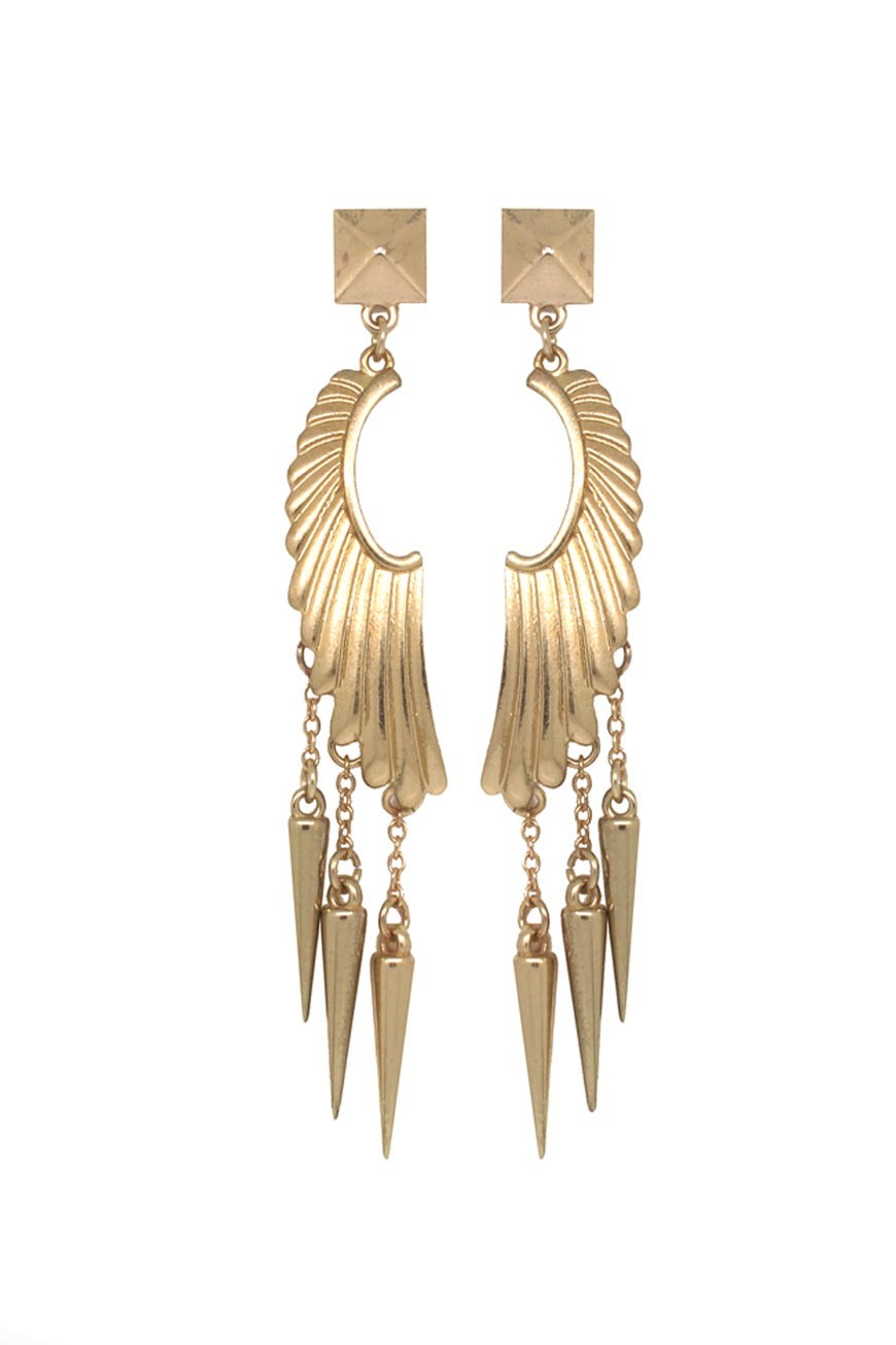 Wing Earrings - Gold Statement Earring - Costume Jewellery