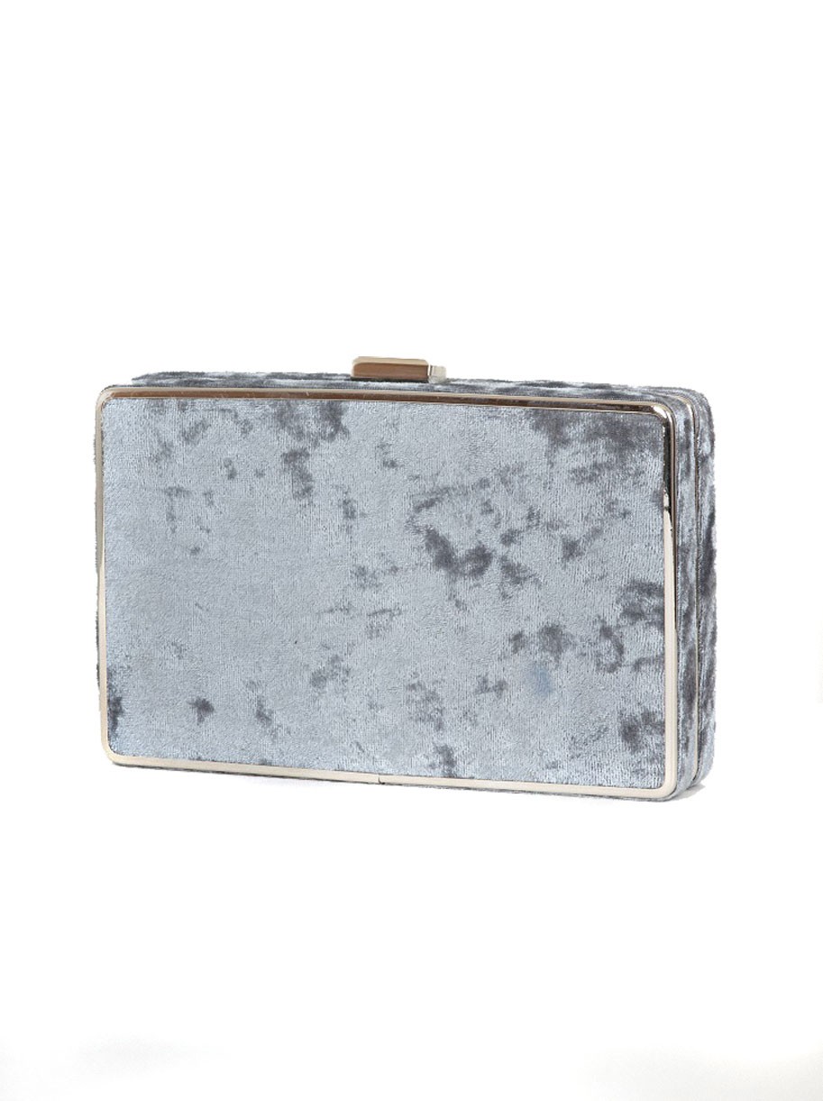 crushed velvet clutch bag